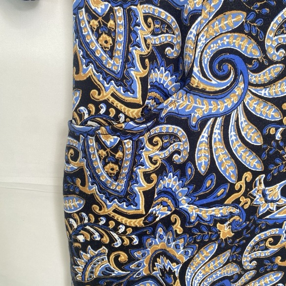 J. McLaughlin Catalyst Catalina Cloth Sheath Dress Blue‎ White Gold Print Sz L - Picture 7 of 7